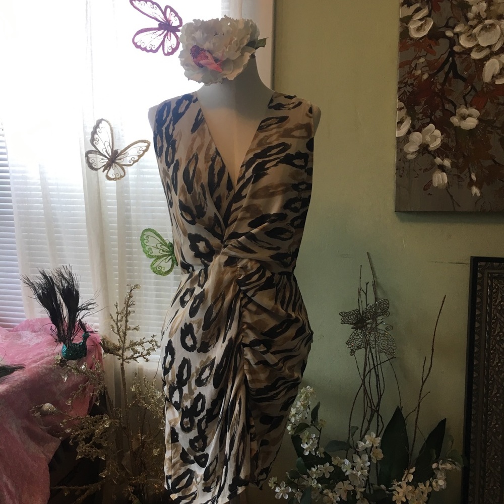 Leopard print silk cocktail dress